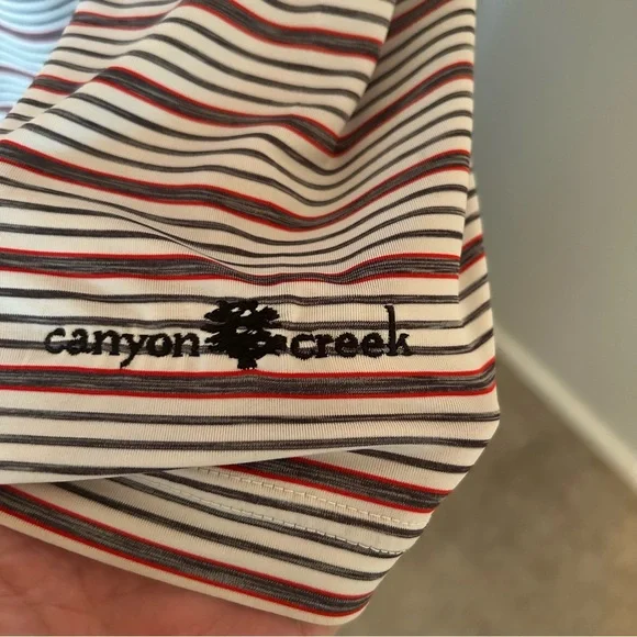 FootJoy Men's Striped Polo Shirt - Red, White, and Gray - Picture 4 of 8